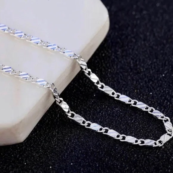Sterling Silver Figaro Chain Necklace - 20” - Picture 2 of 2